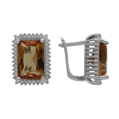 Серьги с султанитом и кубическим цирконием