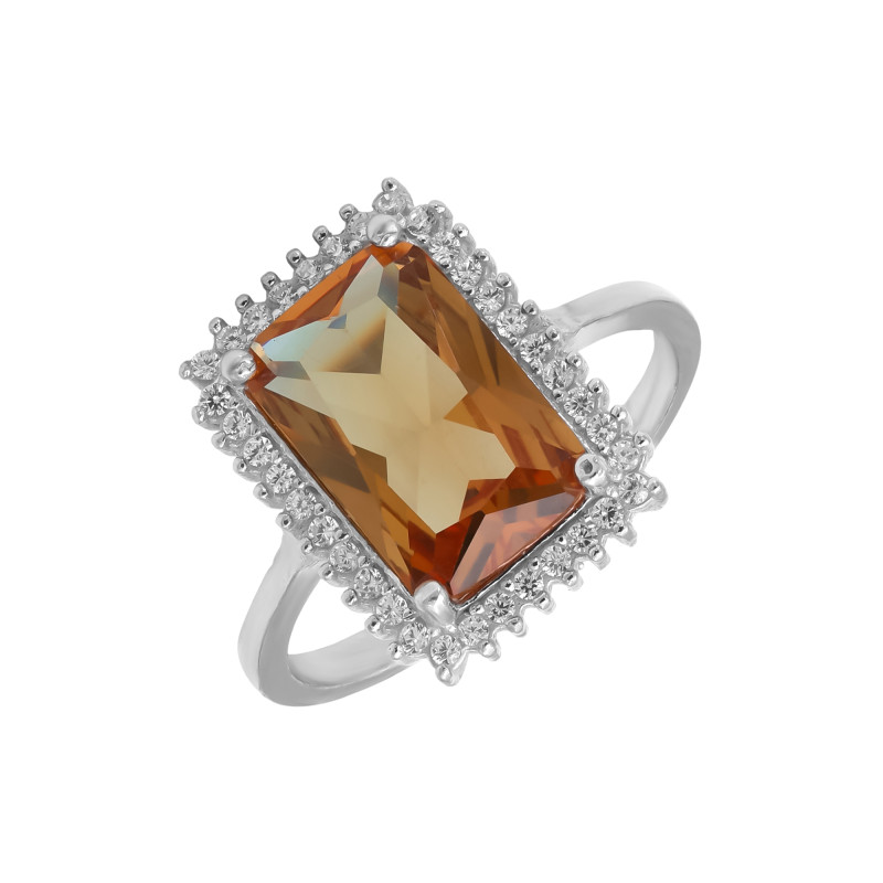 Кольцо с султанитом и кубическим цирконием