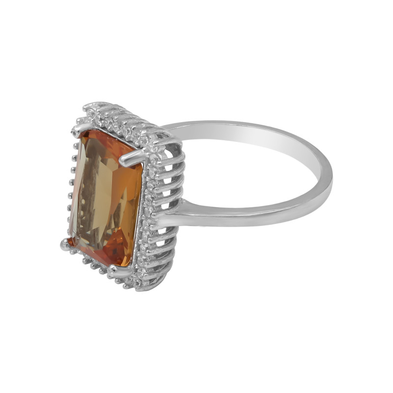 Кольцо с султанитом и кубическим цирконием