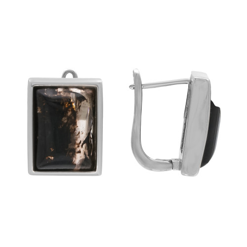 Серьги серебряные с кварцем волосатик