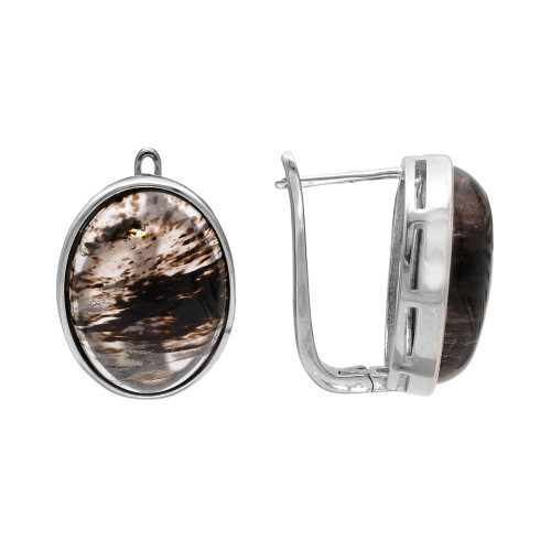 Серьги серебряные с кварцем волосатик