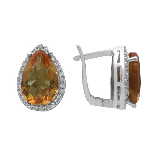 Серьги с султанитом и кубическим цирконием