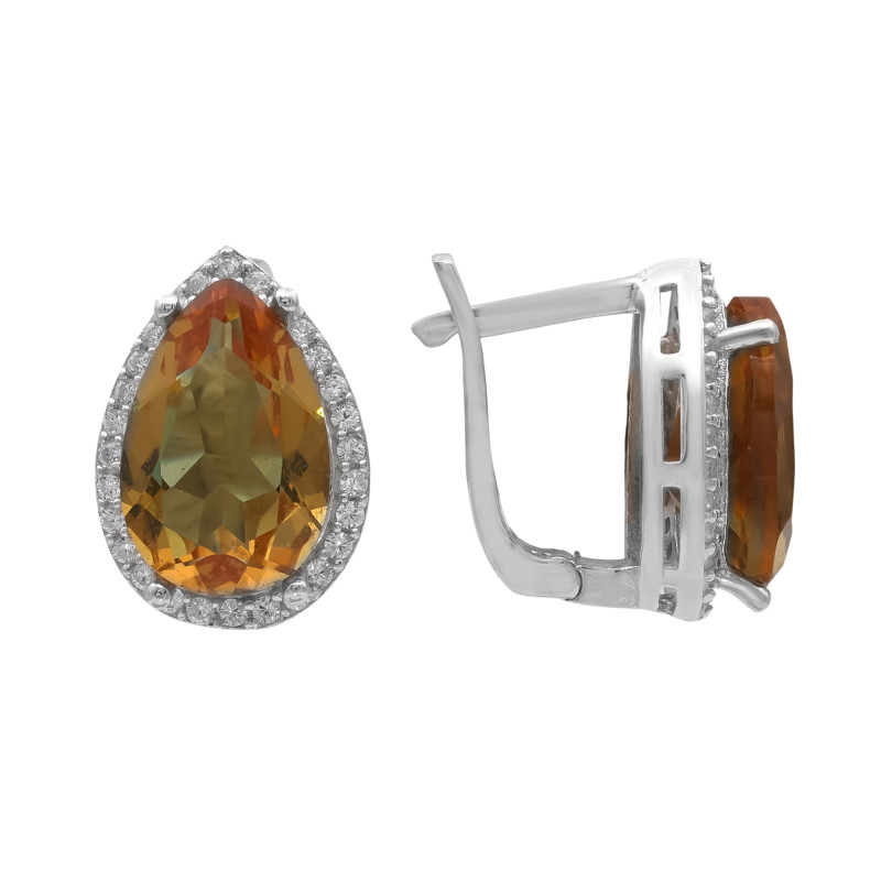 Серьги с султанитом и кубическим цирконием