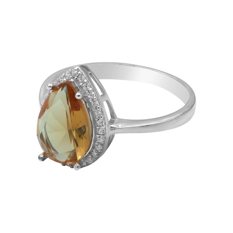 Кольцо с султанитом и кубическим цирконием