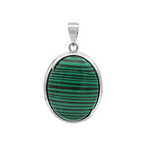 Подвеска серебряная с натуральным малахитом