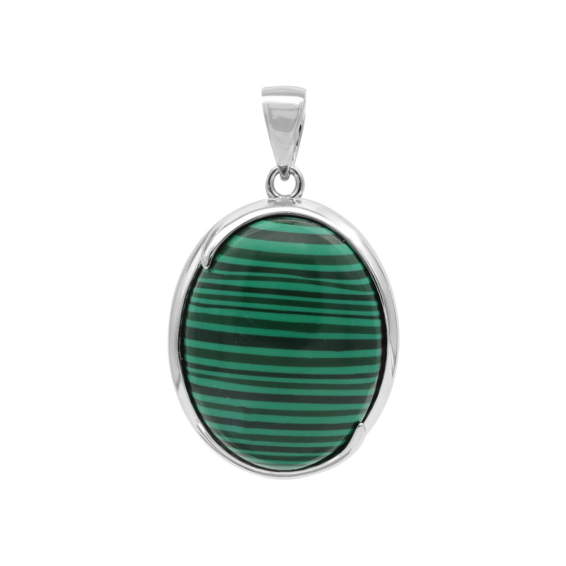 Подвеска серебряная с натуральным малахитом