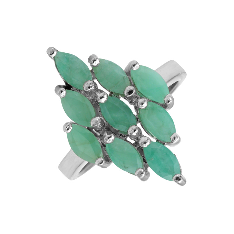 Кольцо серебряное с натуральными изумрудами