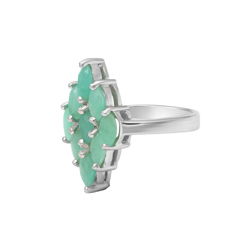 Кольцо серебряное с натуральными изумрудами