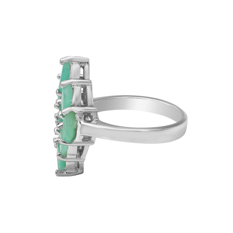 Кольцо серебряное с натуральными изумрудами