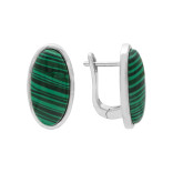Серьги серебряные с натуральным малахитом