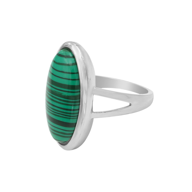 Кольцо серебряное с натуральным малахитом