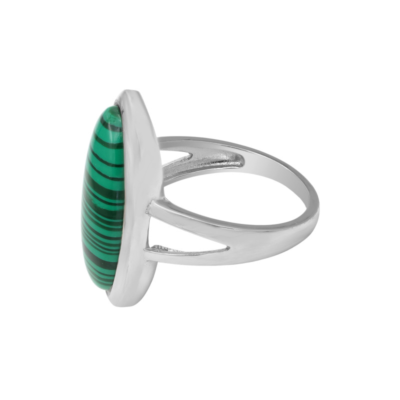 Кольцо серебряное с натуральным малахитом