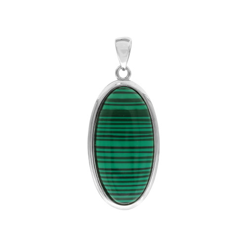 Подвеска серебряная с натуральным малахитом