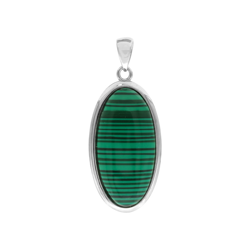 Подвеска серебряная с натуральным малахитом