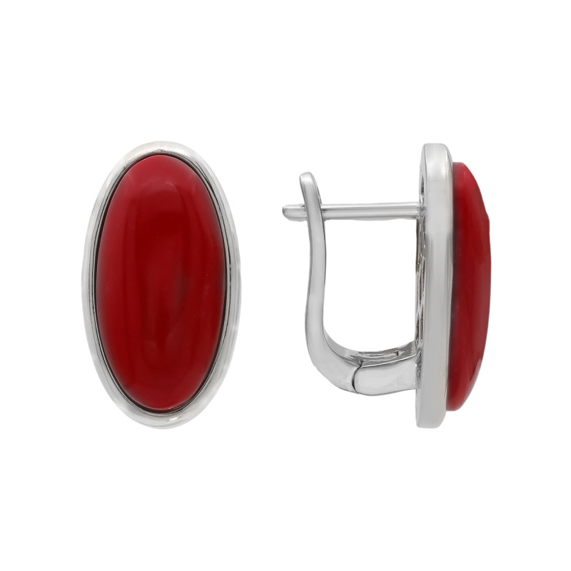 Серьги серебряные с кораллом