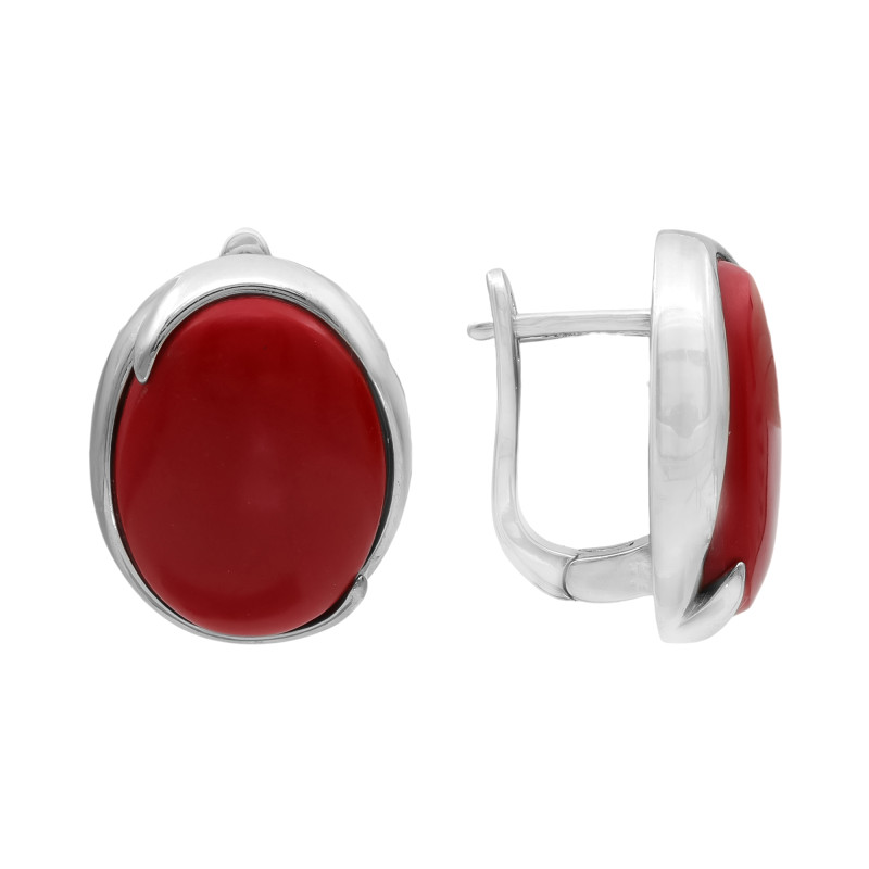 Серьги серебряные с реконстриурованным кораллом