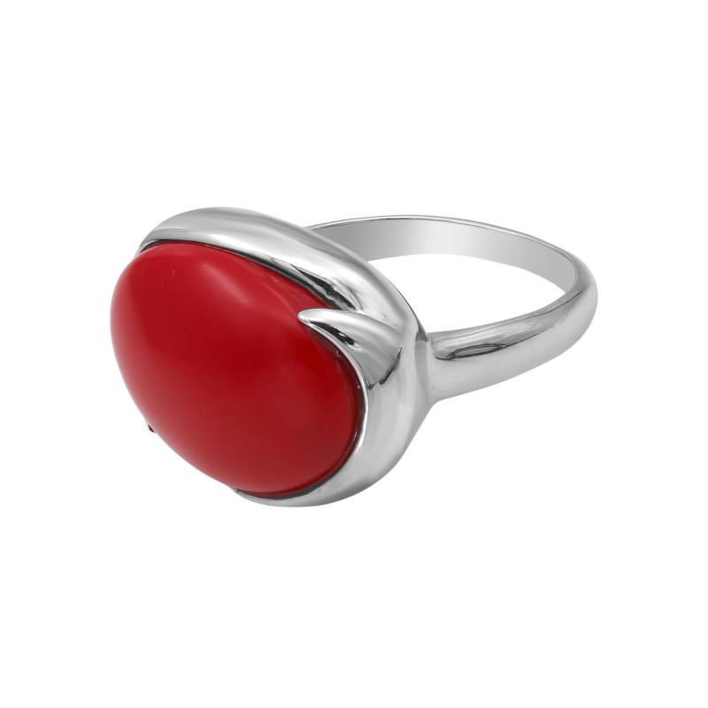 Кольцо серебряное с реконструированным кораллом