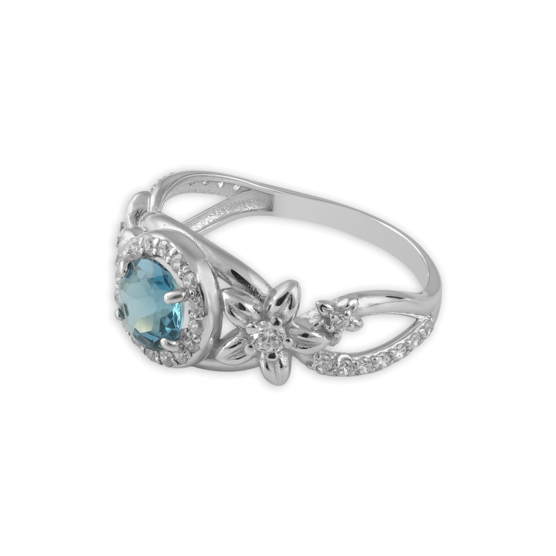 Серебряное кольцо с топазом и бриллианитами