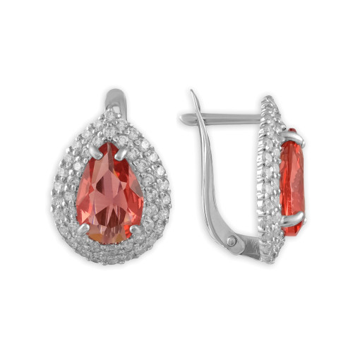 Серьги из серебра с сапфиром и фианитами