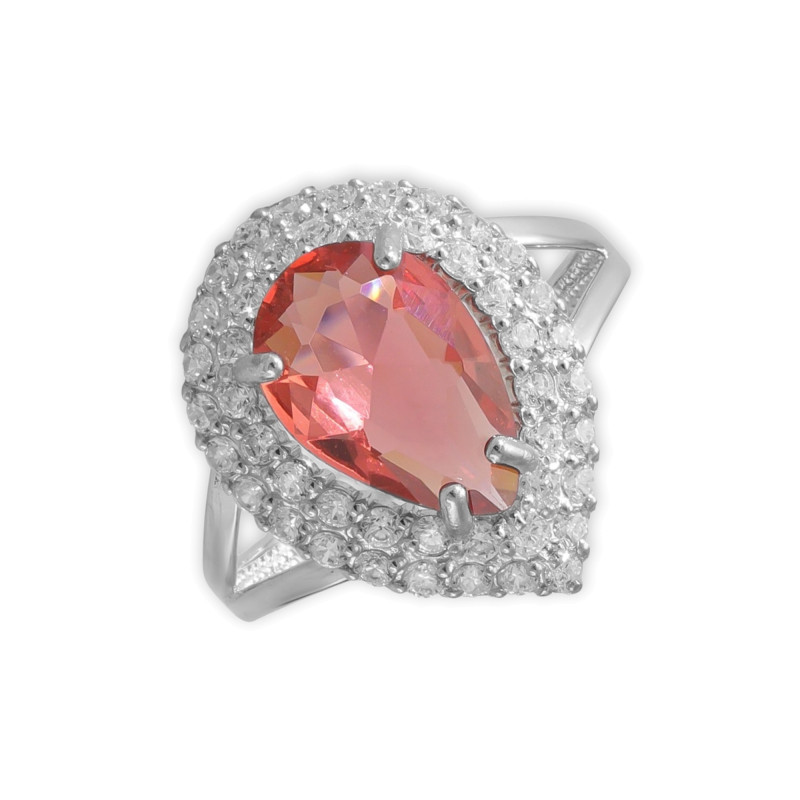 Серебряное кольцо с сапфиром и фианитами