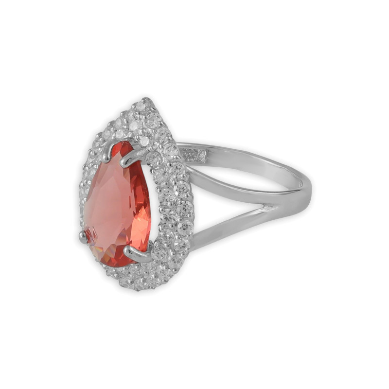 Серебряное кольцо с сапфиром и фианитами