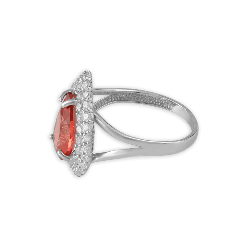 Серебряное кольцо с сапфиром и фианитами