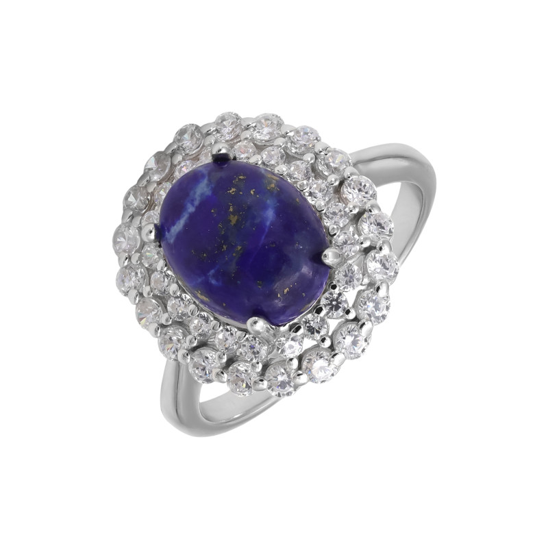 Кольцо с лазуритом и кубическим цирконием