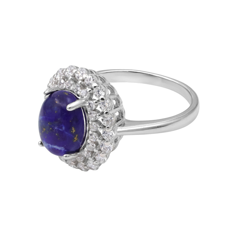 Кольцо с лазуритом и кубическим цирконием
