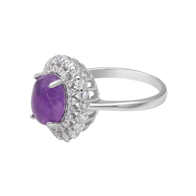 Кольцо с аметистом и кубическим цирконием