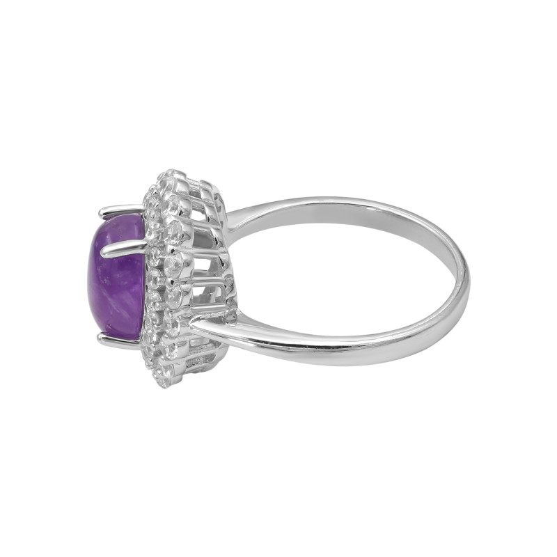 Кольцо с аметистом и кубическим цирконием
