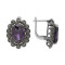 Серьги серебряные с выращенными аметистами и марказитами