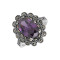 Кольцо серебряное с выращенным аметистом и марказитами