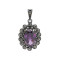 Подвеска серебряная с выращенным аметистом и марказитами