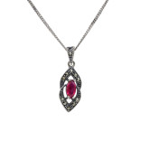 Подвеска серебряная с выращенным рубином и марказитами
