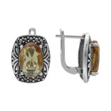 Серьги серебряные с выращенным султанитом и марказитами