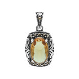 Подвеска серебряная с выращенным султанитом и марказитами