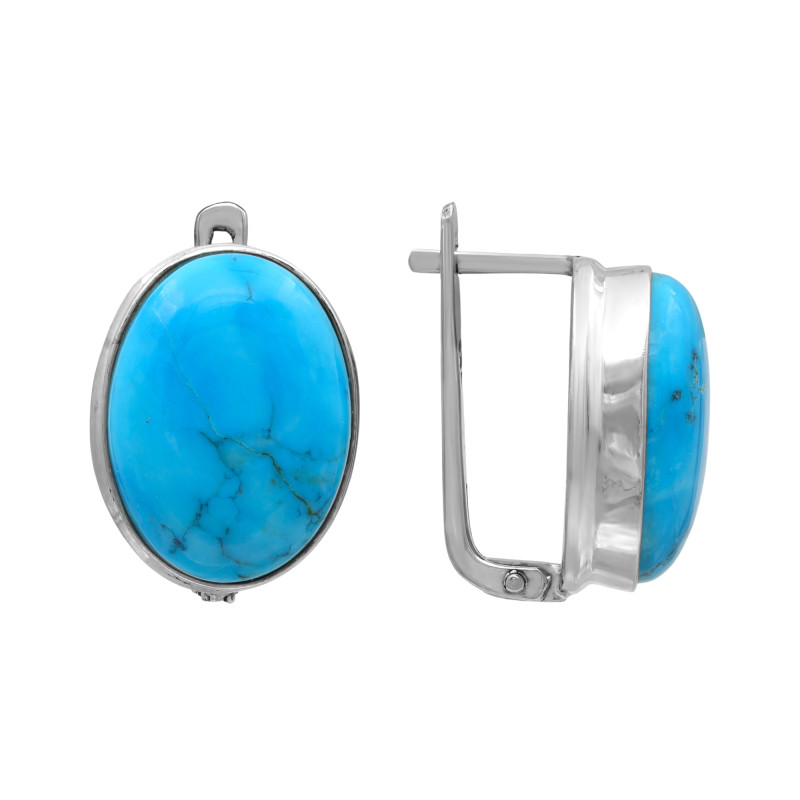Серебряные серьги с натуральной бирюзой