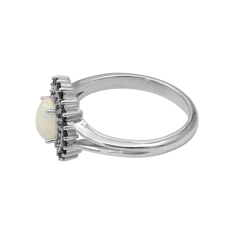 Серебряное кольцо с натуральным опалом и шпинелью