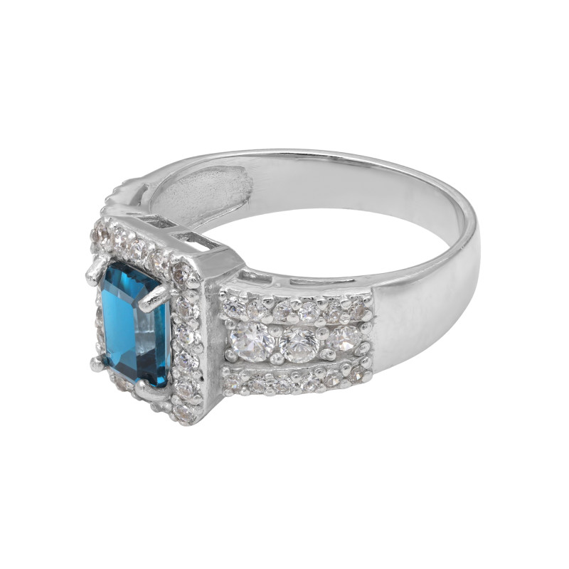 Кольцо с Лондон топазом и кубическим цирконием