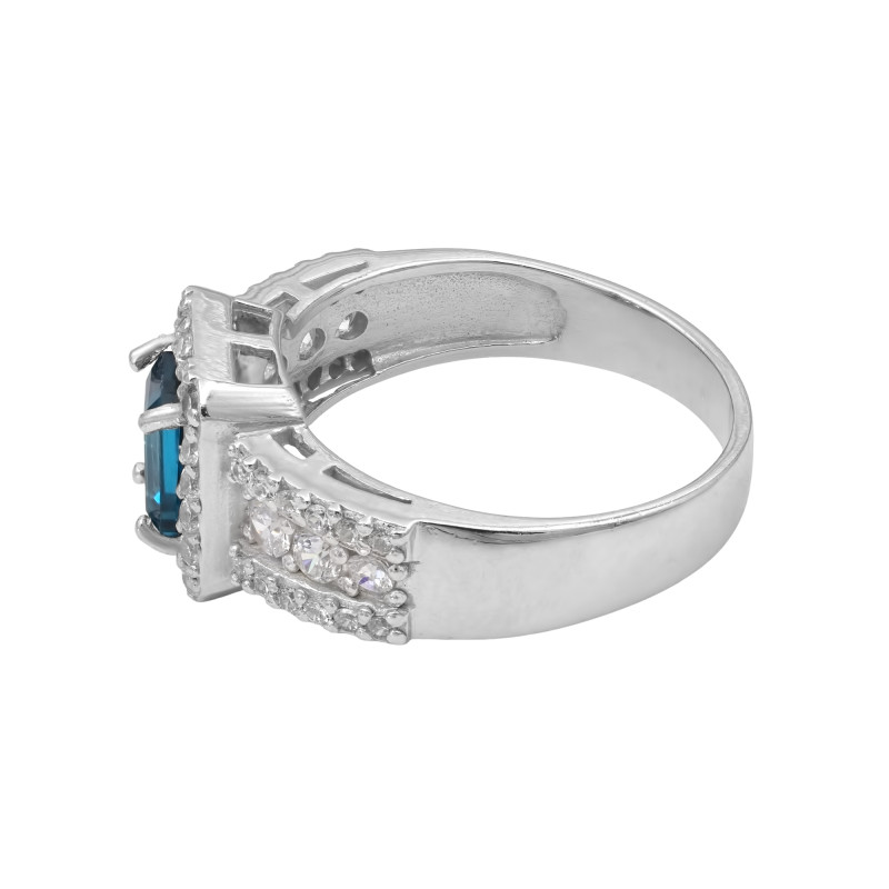 Кольцо с Лондон топазом и кубическим цирконием