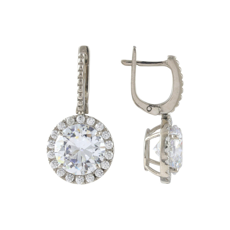 Серьги с горным хрусталём и фианитами