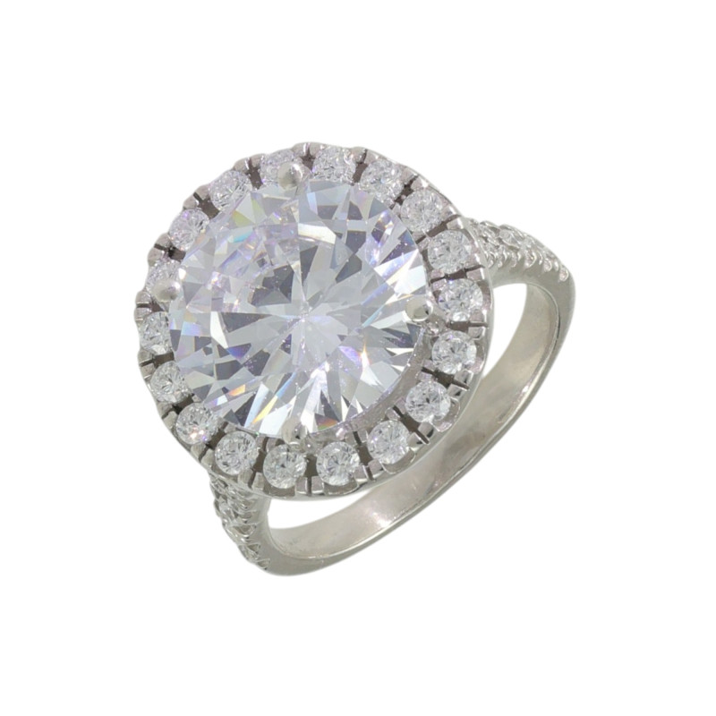 Кольцо с горным хрусталём и фианитами