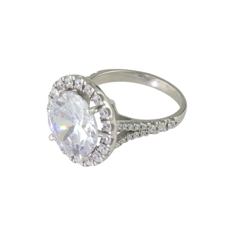 Кольцо с горным хрусталём и фианитами