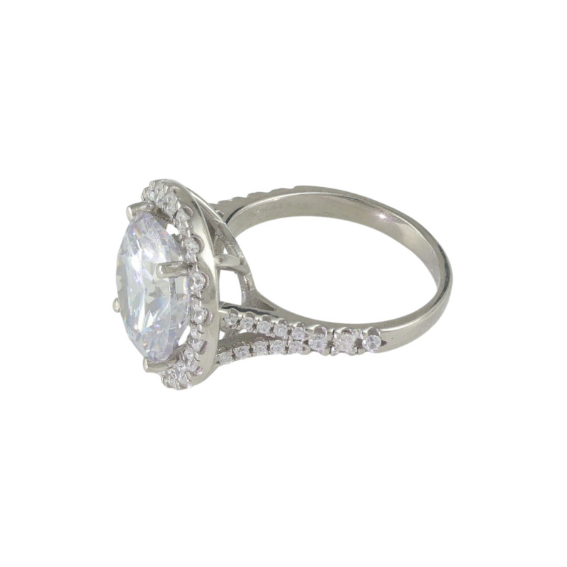 Кольцо с горным хрусталём и фианитами