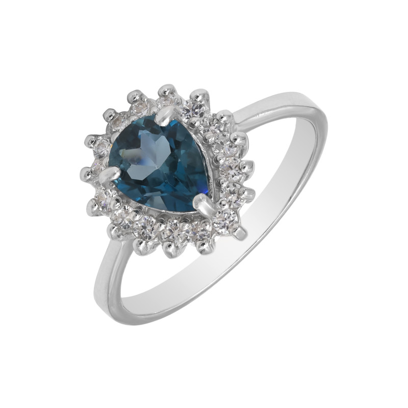 Кольцо с Лондон топазом и кубическим цирконием