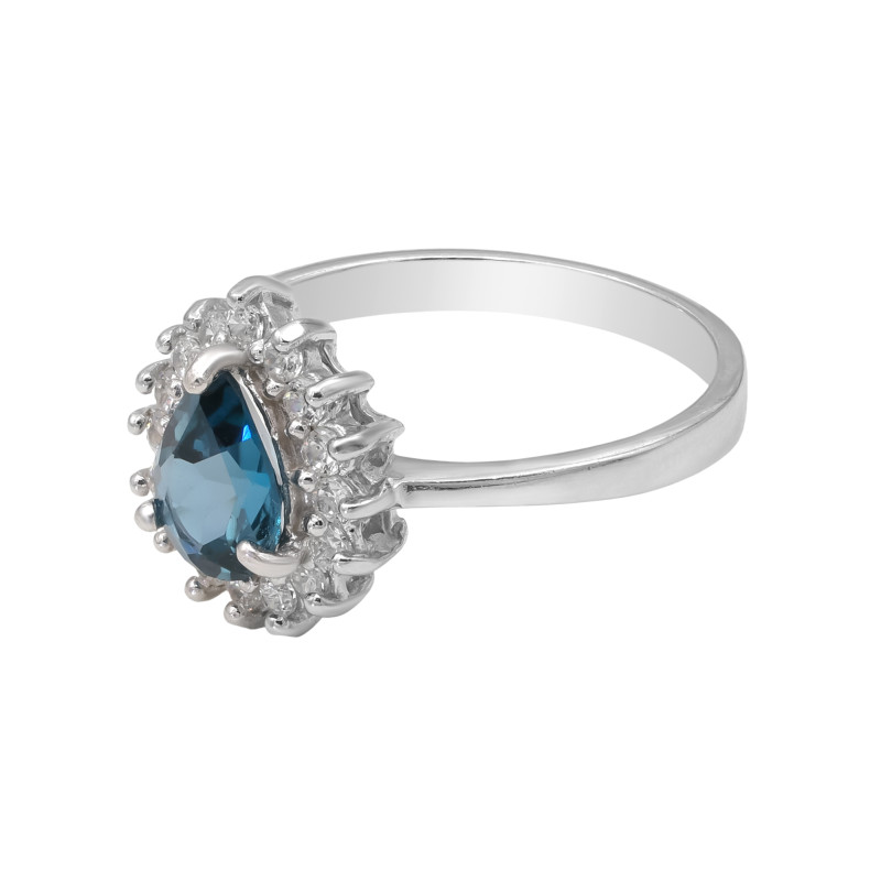 Кольцо с Лондон топазом и кубическим цирконием