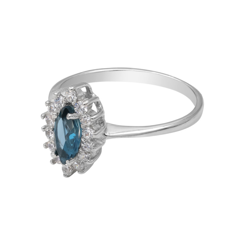 Серебряное кольцо с Лондон топазом и кубическим цирконием