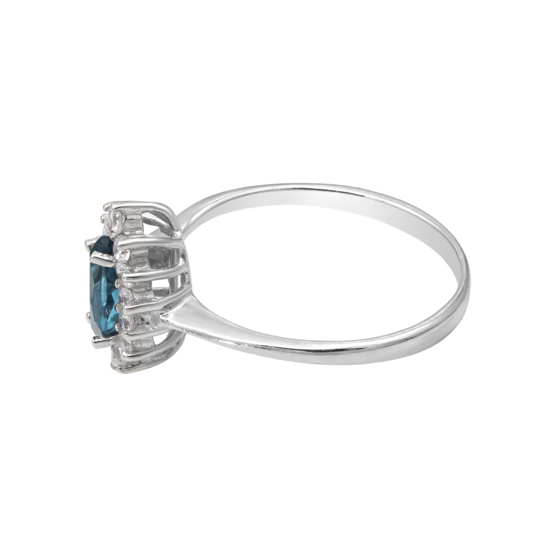 Серебряное кольцо с Лондон топазом и кубическим цирконием