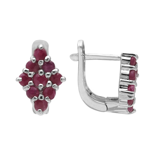 Серьги из серебра с натуральными рубинами