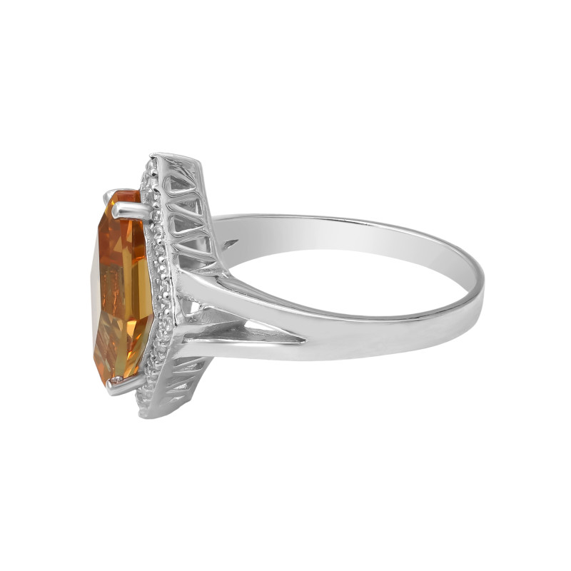 Кольцо с выращенным султанитом и кубическим цирконием